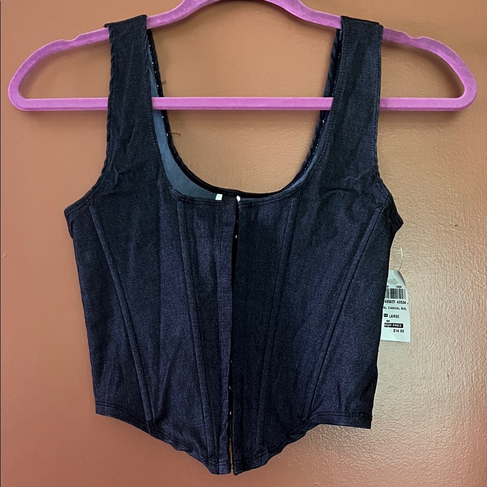Black Front-Hook Corset Top